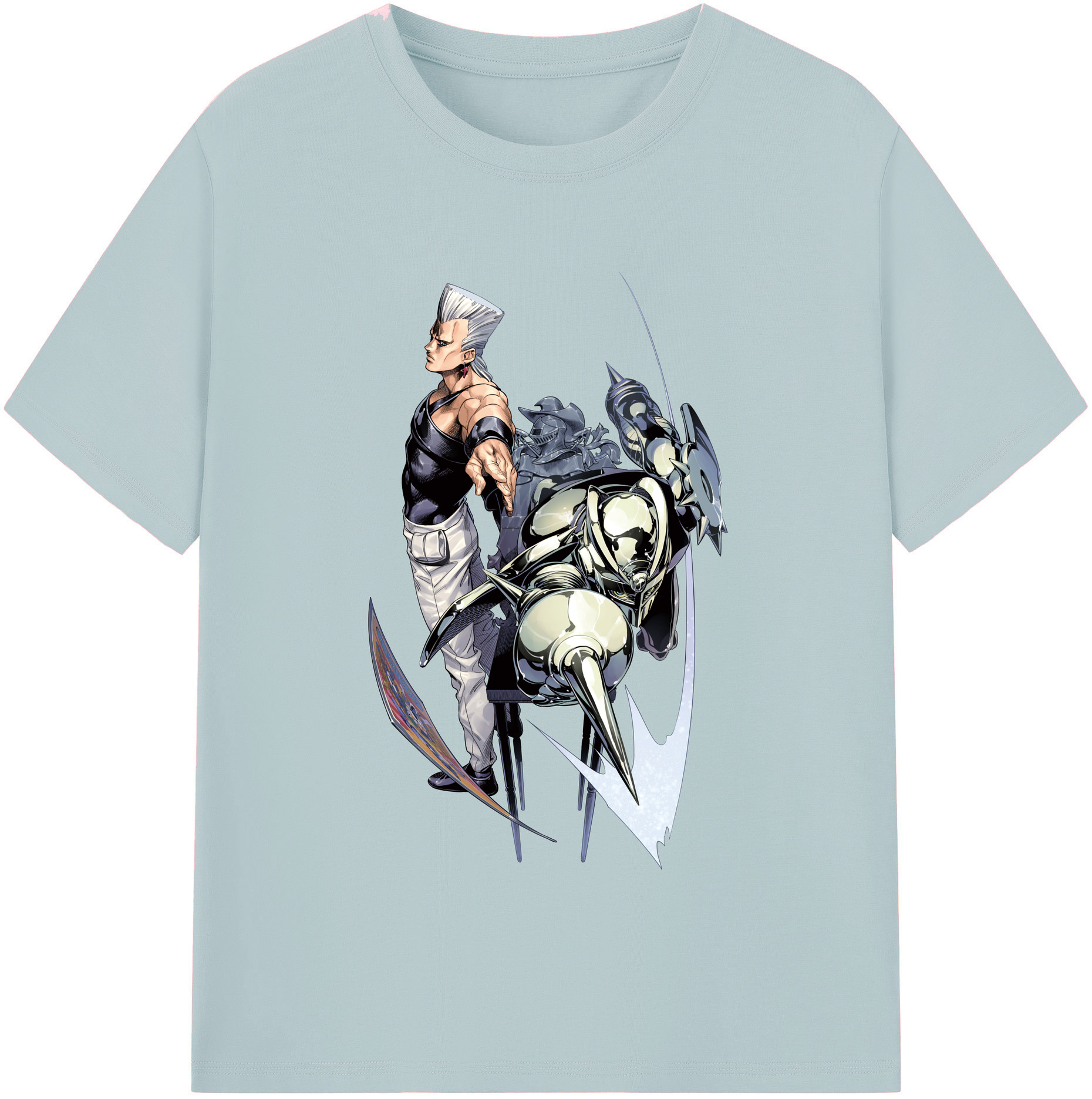 （画像用） ジョジョの奇妙な冒険 ジャン＝ピエール?ポルナレフ JoJo's Bizarre Adventure Jan Pierre Polnareff 綿100％半袖Tシャツ（フロントプリント）